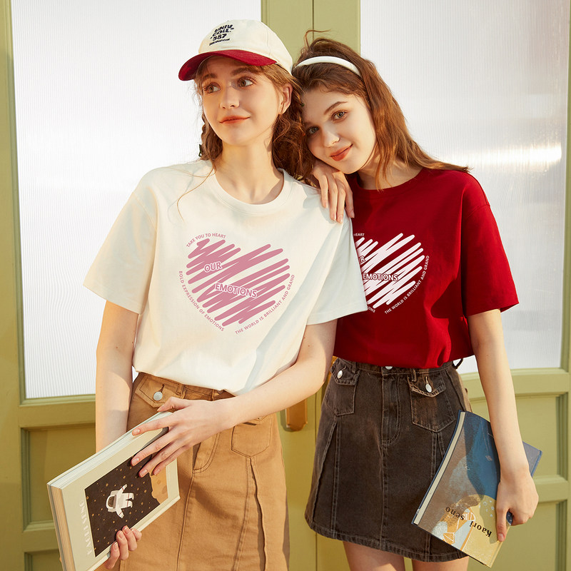 唐狮圆领短袖T恤女白色内搭打底衫女2024新款韩版甜美上衣纯棉