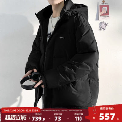 唐狮2025冬季新款羽绒服男装连帽加厚面包服短款宽松保暖外套潮流