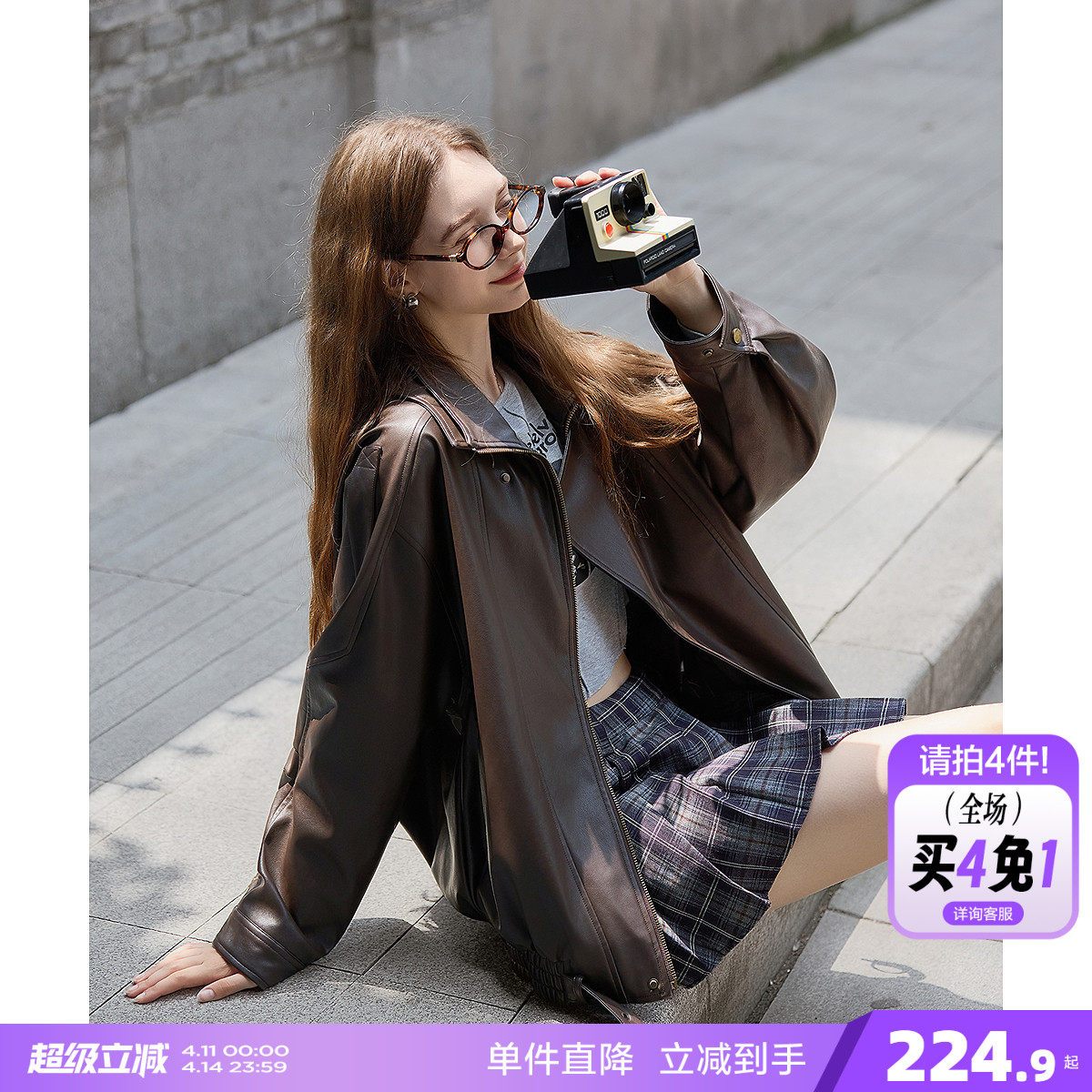 唐狮2025年秋季新款外套女重工复古中性机车皮衣外套PU夹克上衣