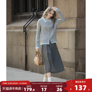 POLO领假两件气质淑女风超好看毛衣 毛线衫 唐狮2025秋季 女绞花开衫