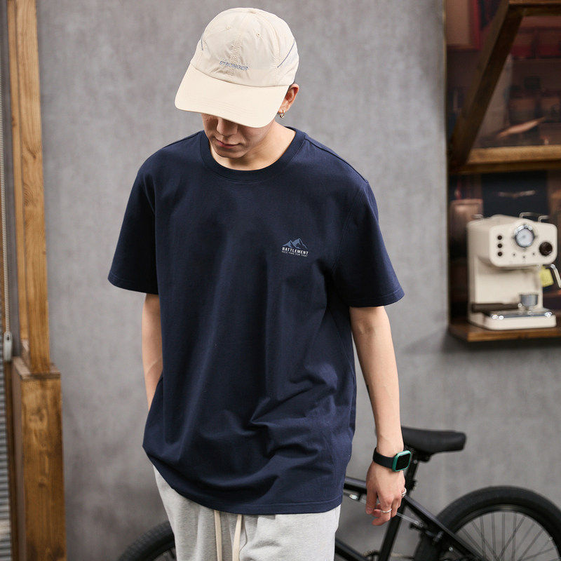 唐狮2024年春夏新款纯棉短袖t恤男潮休闲宽松圆领学生内搭打底衫