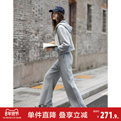 外套卫衣裤 唐狮2026秋冬季 子灰色简约风 连帽短款 开衫 套装 女开衫