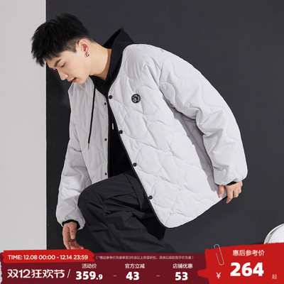 唐狮2025冬季新款男士棉服轻薄保暖无领休闲灰色潮流运动棉衣外套