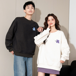 唐狮独特超好看情侣装加绒卫衣男女2025秋冬新款韩版宽松圆领上衣