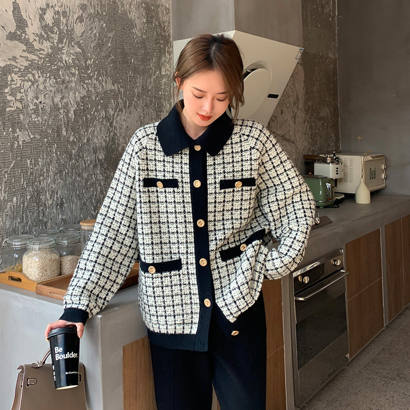 唐狮新款小香风外套女短款韩版宽松网红风秋冬针织开衫上衣女