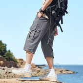 运动学生裤 唐狮2025夏季 子 宽松纯棉潮流工装 七分裤 新款 男休闲短裤