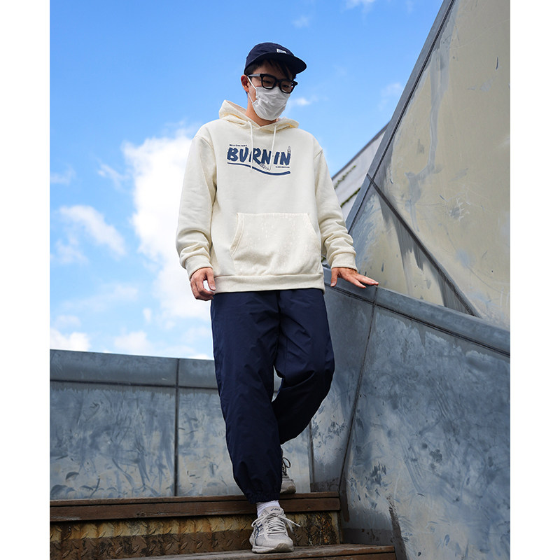 Radiohead米白色卫衣连帽宽松男休...