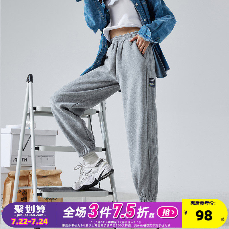 唐狮2022新款春夏季休闲裤运动裤子女卫裤灰色束脚宽松潮流百搭