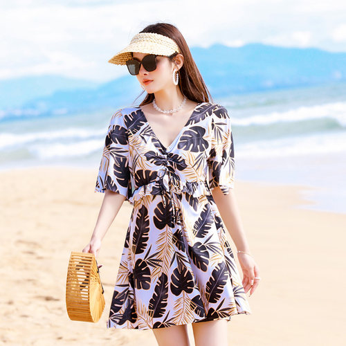 保守大码温泉连体温泉泳装百雅女