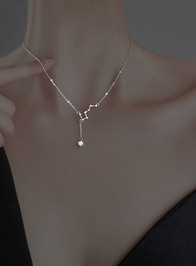 s999纯银北斗七星项链ins轻奢冷淡风小众毛衣链情人节礼物送女友