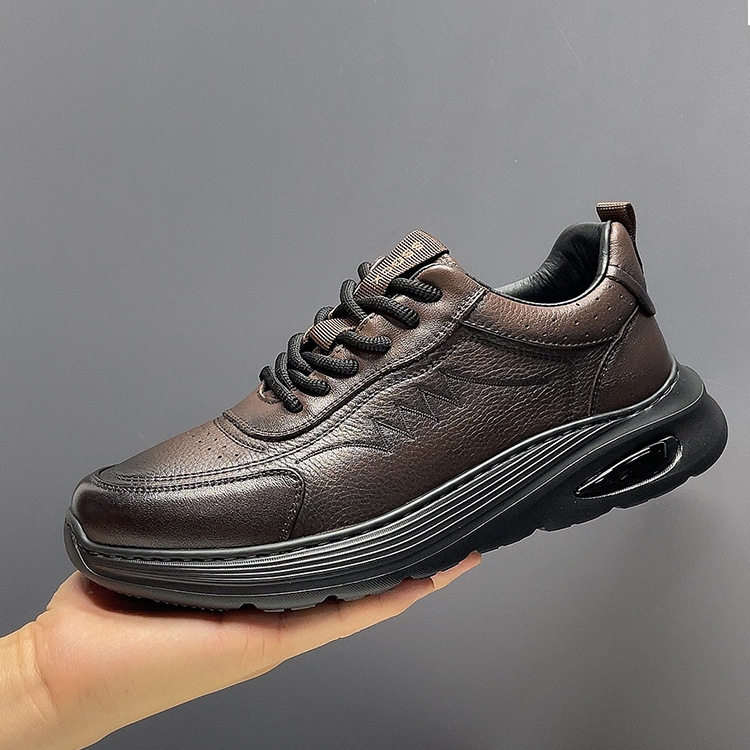 温州男鞋休闲鞋真皮男士系带鞋厚底舒适潮鞋全头层牛皮运动鞋