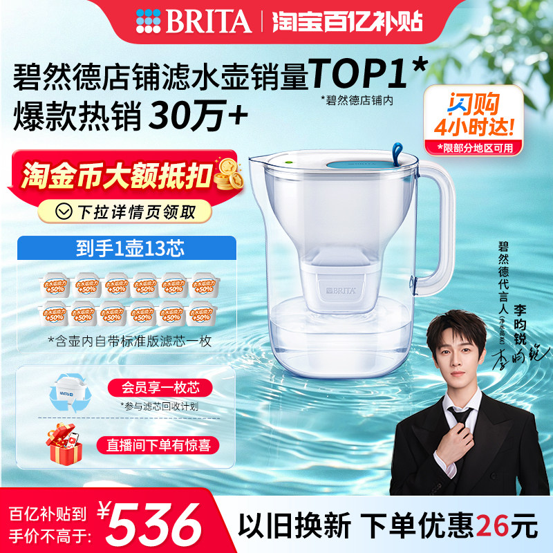【李昀锐推荐】BRITA碧然德家用过滤水壶净水壶设计师壶1壶13芯