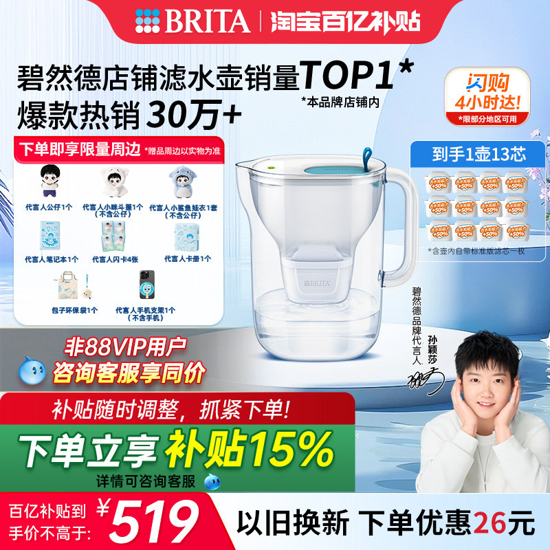 【孙颖莎推荐】BRITA碧然德家用过滤水壶净水器净水壶设计师套组
