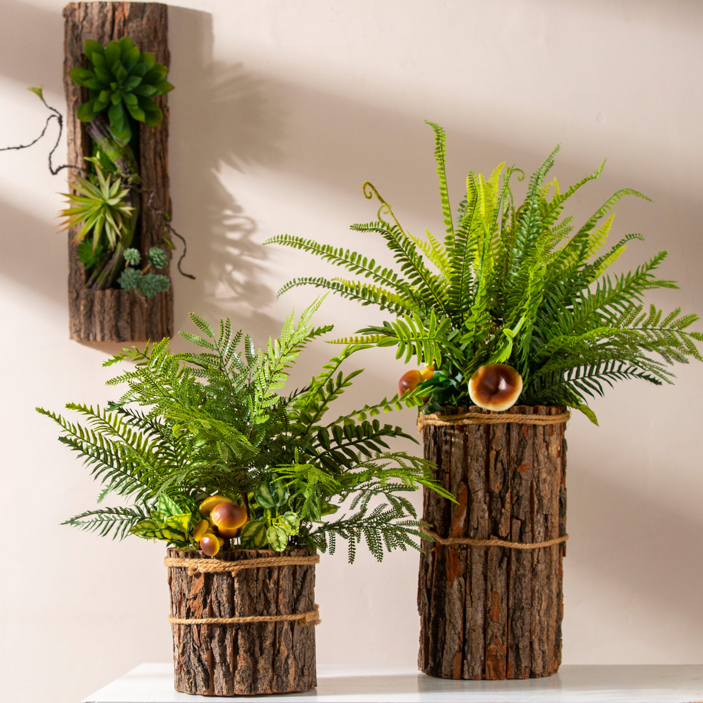 仿真蕨类植物盆景树桩摆件