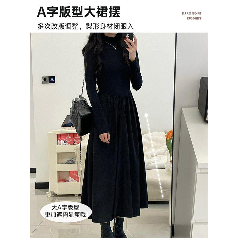 黑色针织洋装女早春季202