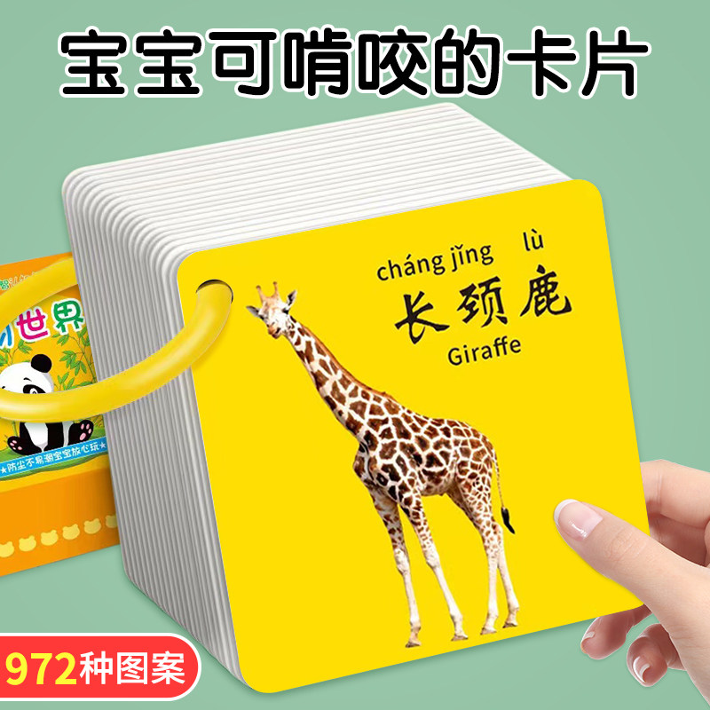 动物卡片早教认知启蒙书一岁婴幼儿宝宝识字看图识物儿童益智玩具