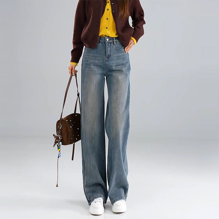 春秋窄版阔腿牛仔休闲裤子女新款高腰宽松时尚显瘦九分直筒长裤,女装/女士精品,牛仔裤,淘宝优惠券,粉丝福利购,淘宝优惠卷