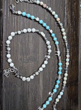 锦绣微光 ‖ 白松绿松寿山石手链钛钢材质