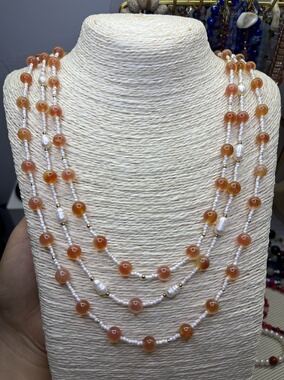 天然石项链女款糖心玛瑙小众设计感约46厘米冬季项链颈链饰品