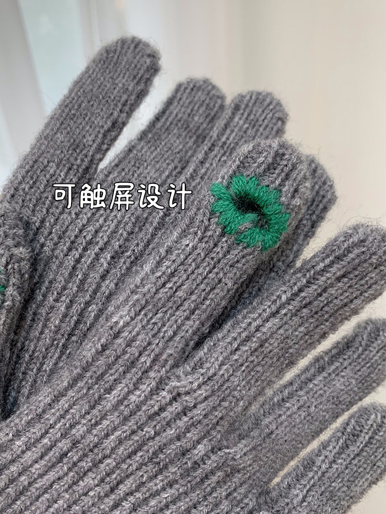KNITTED GLOVES WOMENS WINTER NEW KOREA SOLID COLOR STITCHING DESIGN LEAKY FINGERS CAN PLAY MOBILE PHONE TO KEEP WARM RIDING AND COLD