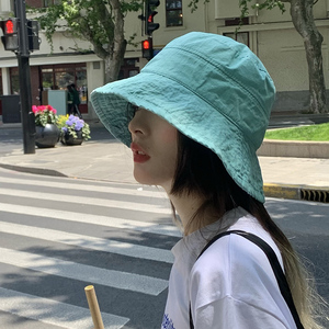 女士大头围防晒渔夫帽薄款透气素颜遮阳盆帽韩版气质水桶帽子休闲
