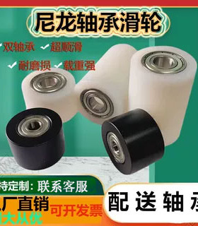 黑色尼龙双轴承无动力从动轮砂带机被动轮轨道轮压轮导向传动滚轮