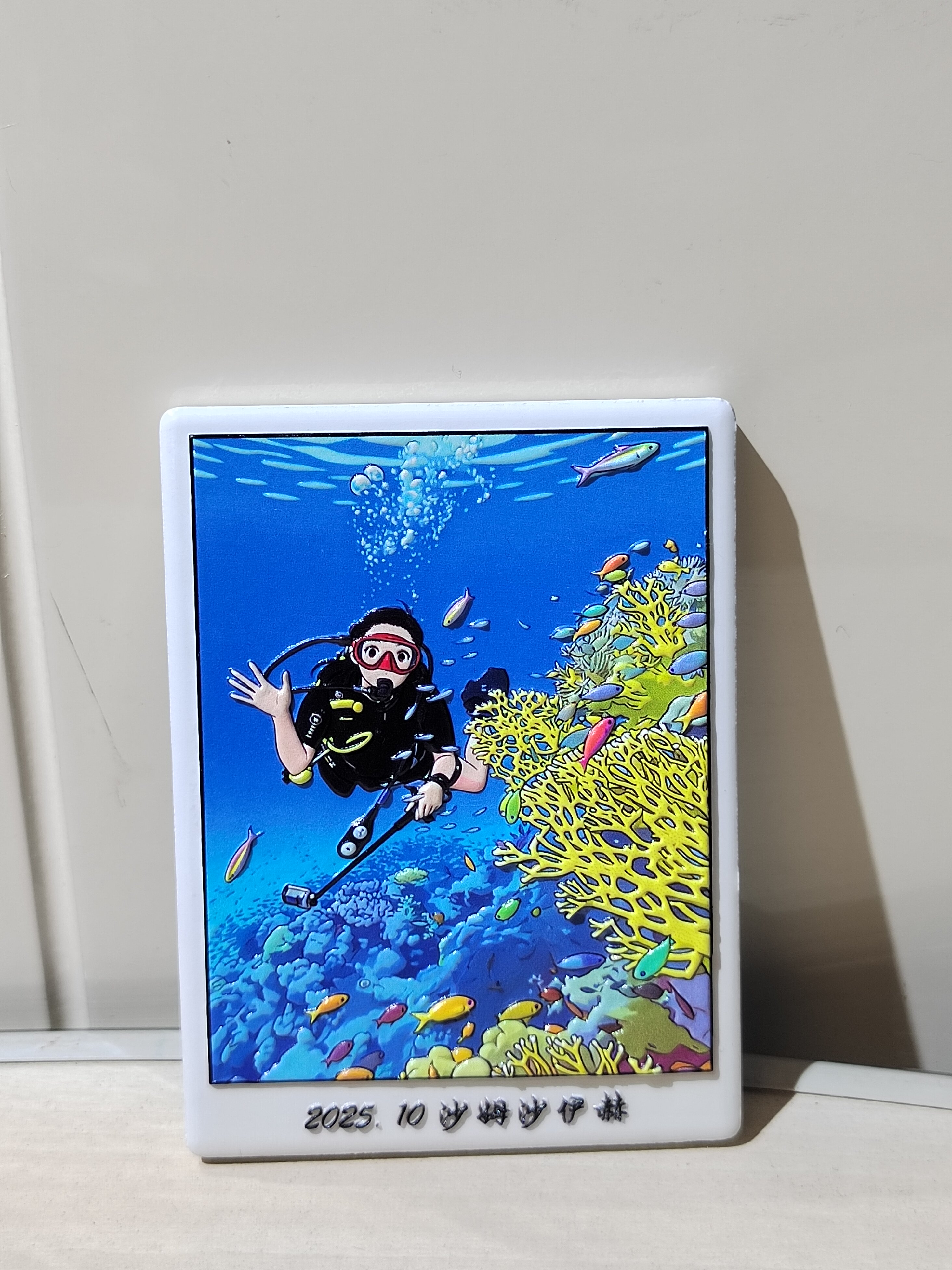 浮雕陶瓷冰箱贴潜水纪念浮雕立体磁性贴旅游纪念冰箱贴