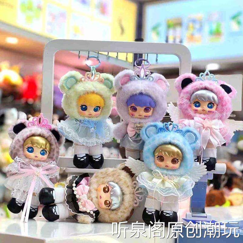网红搪胶梦幻天使钥匙扣挂件可爱儿童布娃娃毛绒公仔包包挂饰玩偶