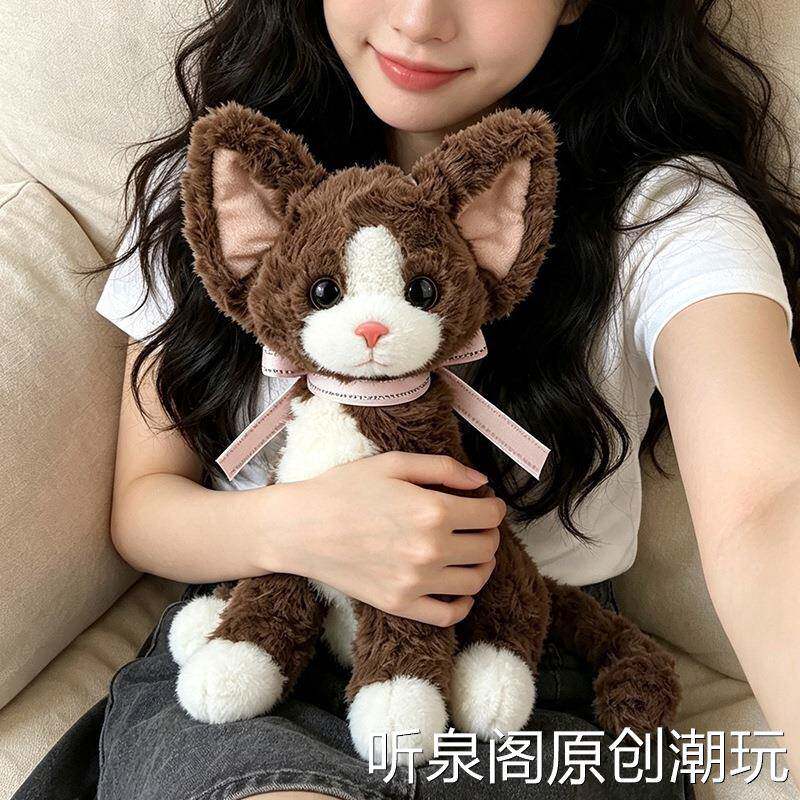 抱抱宝贝德文猫咪坐款玩偶公仔毛绒玩具可爱小猫生日礼物儿童抱枕