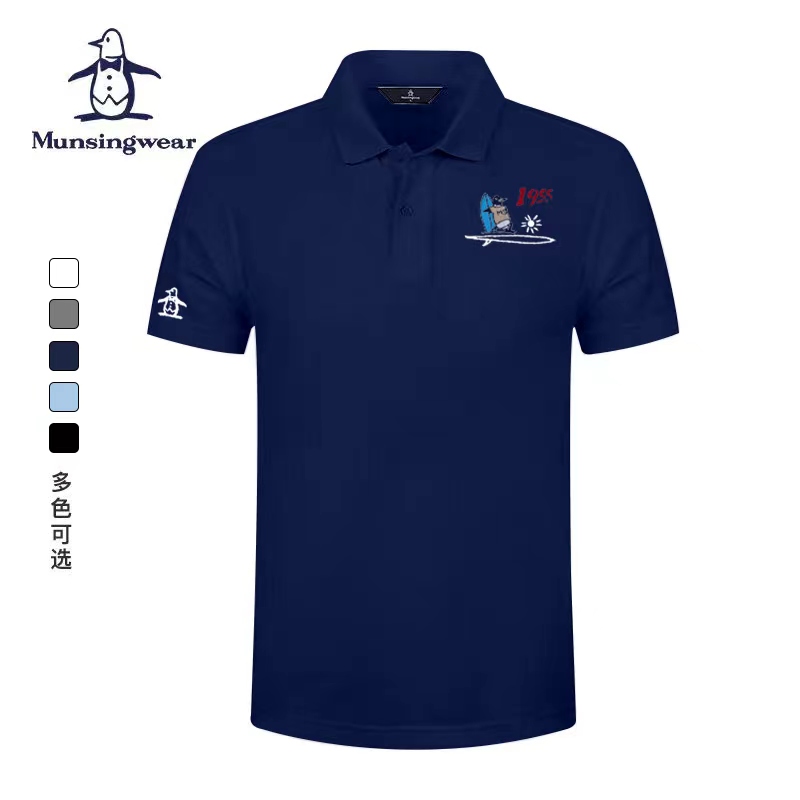 MUNSINGWEAR/万星威男士春夏高尔夫休闲企鹅刺绣翻领Polo短袖T恤