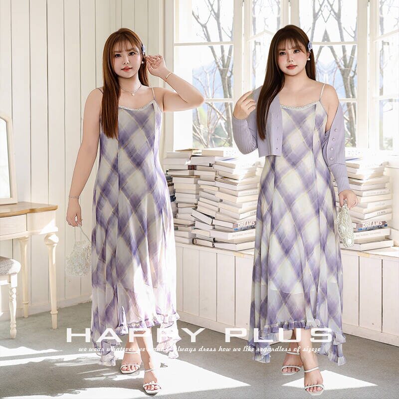 happyhut品牌加肥加大码女装200斤胖mm夏季温柔紫不规则吊带长裙