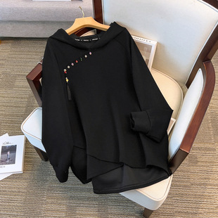 300斤胖mm加肥加大胸围150秋冬季新品复古风宽松显瘦卫衣T恤6662