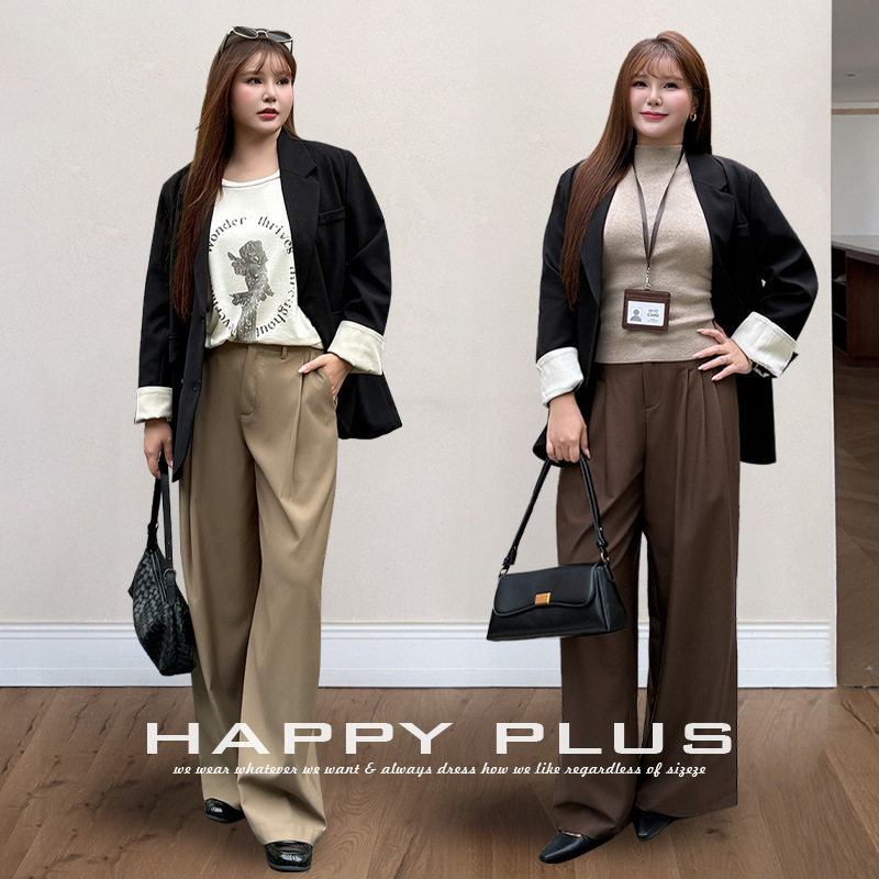happyhut加肥加大码女装200斤胖mm秋双排扣正肩微宽松西装服外套