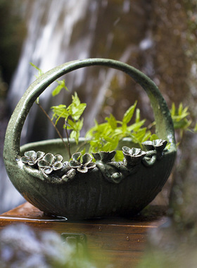 花篮陶瓷新中式风摆件水培工艺品