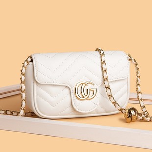 超迷你手袋单肩斜挎小金球菱格链条手机包 小香风真皮包女2025新款