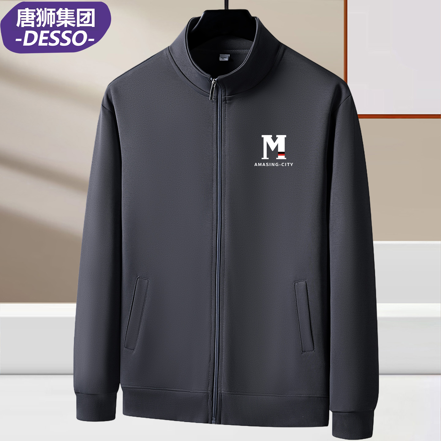 唐狮集团DESSO开衫卫衣男秋冬季2025新款休闲宽松拉链立领运动服