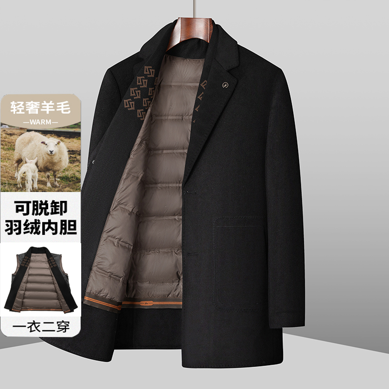 2025年秋冬季男士可脱卸羽绒内胆双面70%羊毛西装6859p310，男装西服套装，星座210A（原D326A）
