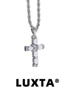 LUXTA 欧泊石十字架项链 嘻哈吊坠男高级感女同款个性百搭潮