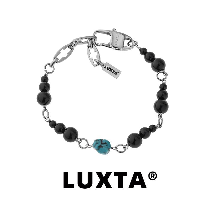LUXTA原创 绿松石拼接黑玛瑙手链 嘻哈男高级感女同款 可调节