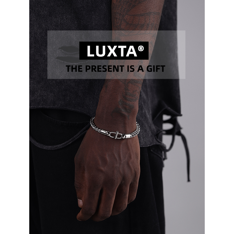 LUXTA 手链嘻哈男 高级感手饰钛钢不掉色高品质美式街头百搭潮