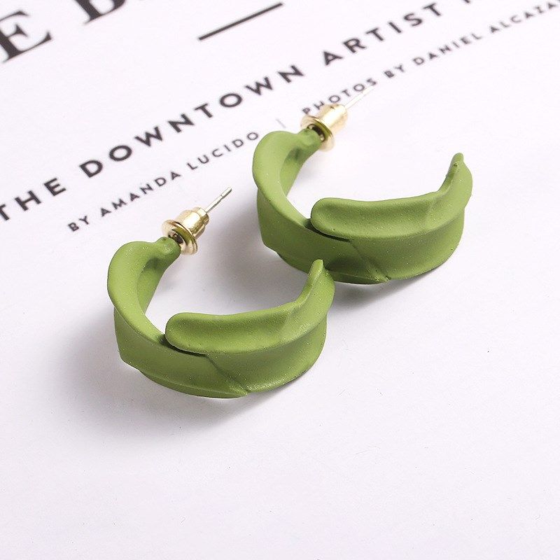 S925银针韩国气质简约半圆几何C形小清新抹茶绿耳钉,饰品/流行首饰/时尚饰品新,耳钉,淘宝优惠券,粉丝福利购,淘宝优惠卷