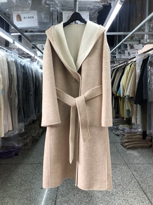 连帽双面羊绒大衣女中长款