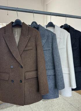 双面羊毛大衣女短款西服25年新款宽松宽松时尚百搭双排扣毛呢外套