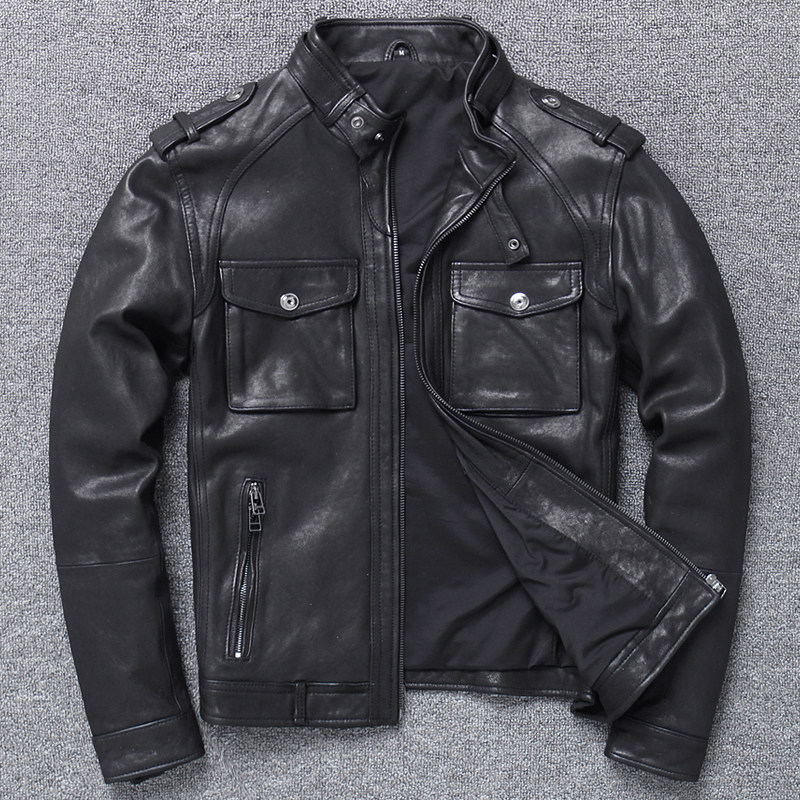 Vegetable tanned Sheepskin Off-season genuine leather leather clothing Motorcycle suit Korean Edition leather jacket Halley Self cultivation Leather coatin the Men's clothing, Leather clothing  category - from Buy2taobao.com to provide professional Taobao agent buy service