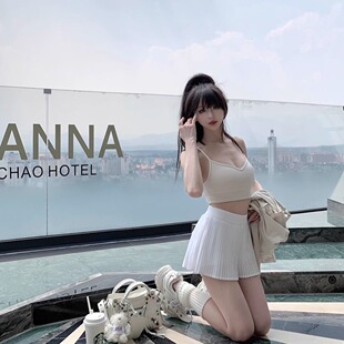 ROUGE DIAMOND Lulu同款Varsity高腰百褶裙网球裙裙裤防走光/三色