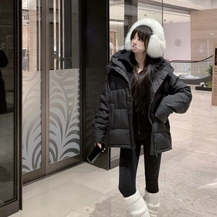 ROUGE DIAMOND Lulu同款wunder puff五格泡芙羽绒服轻盈保暖/黑色
