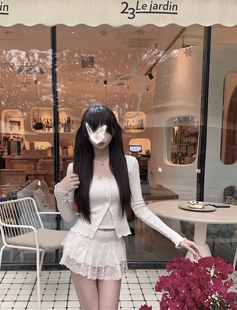 开衫 纯棉镂空蕾丝花边长袖 吊带两件套 DIAMOND南法甜心 ROUGE