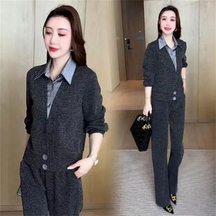 中老年女装 气质两件上衣显瘦两件套长袖 休闲套装 新款 2026春季 时尚