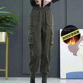 束脚裤 高腰工装 子 小个子休闲哈伦裤 搭配马丁靴 裤 女秋冬2026新款