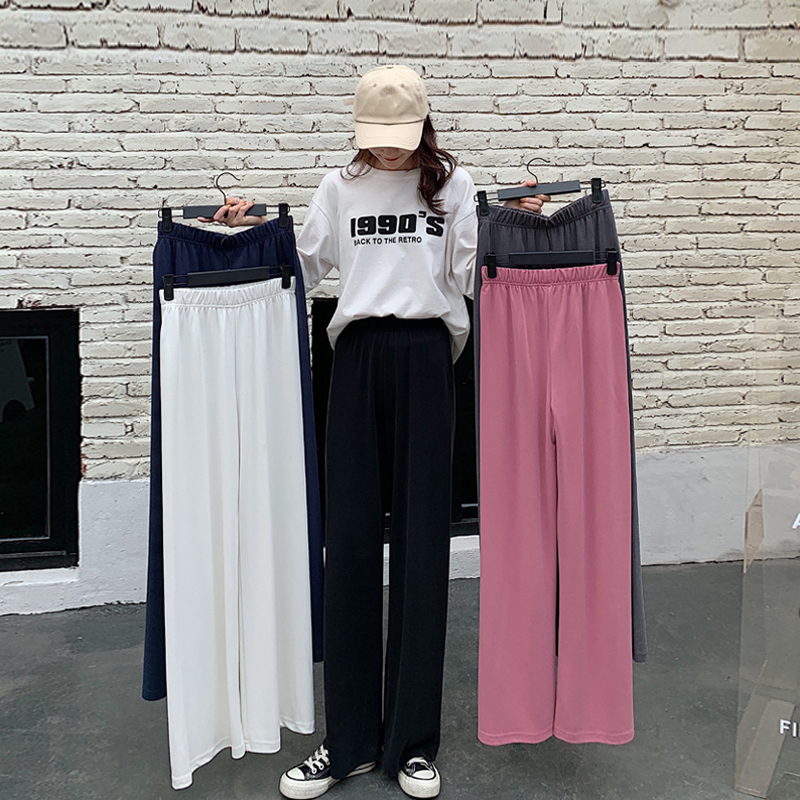 Non photo pink pants loose drop wide leg pants high waist casual pants women's black straight pants